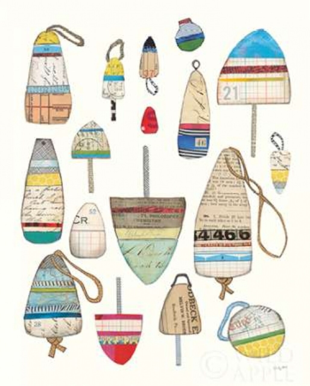 Lobster Buoys on White Poster Print by Courtney Prahl - Item # VARPDX29295